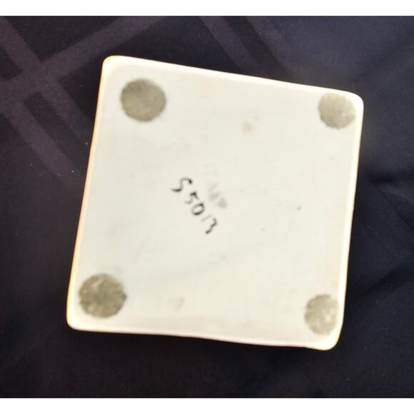 Vintage 1960s Italian Regency Mottahedda for Creil Small Cache Pot Yellow/ Black - Picture 3 of 7